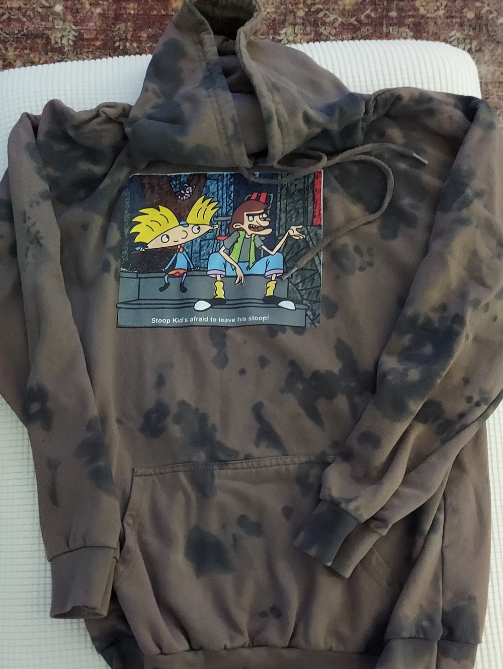 Nickelodeon Brown Tie-Dye Crewneck Hoodie with Cartoon Graphic